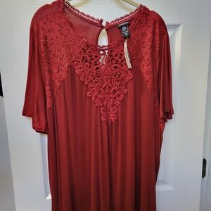 Torrid Burgundy Lace Detail Blouse